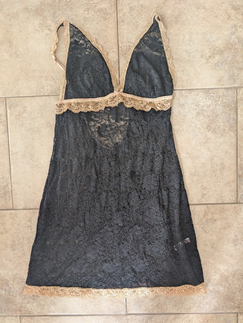 Beautiful Black And Beige Lace Babydoll